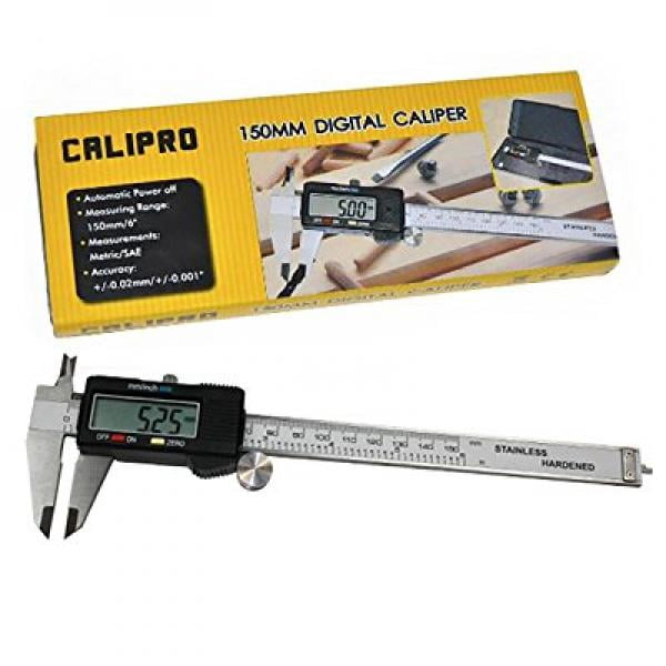 Digital Caliper Stainless Steel with XL LCD Screen Instant SAE-Metric Conversion with Case and Spare Battery 6 Electronic Caliper by Calipro